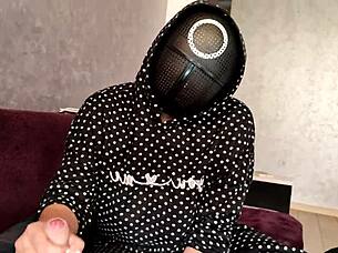 hey, squid game got wild, jerked a guy off, got cum on my tits!