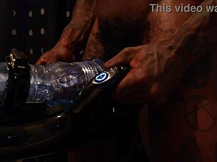 hallelujah johnson, the muscular black pornstar, masturbates with fleshlight and big cock