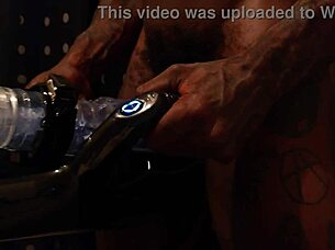 hallelujah johnson, the muscular black pornstar, masturbates with fleshlight and big cock