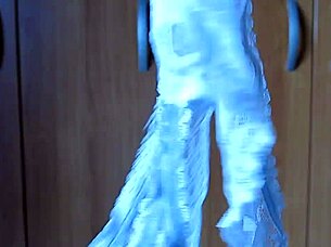 Blue panties tease with cock ring play