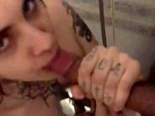 Blowjob in piss and shower scene