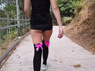 crazy outdoor squirt during public masturbation