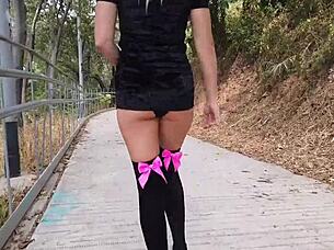 crazy outdoor squirt during public masturbation