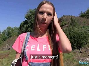 public agent babe with long hair gets fucked outdoors