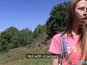 public agent babe with long hair gets fucked outdoors