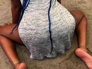 Girl twerks under skirt in upskirt view