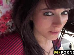 HORNY BABE MASTURBATES IN PUBLIC WITH DILDO