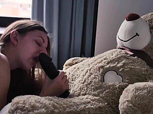 Y student says, 'Morning sex with teddy bear ends in cum in mouth'