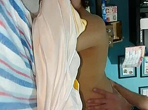 Latina Amateur Bent Over for Doggystyle Cumshot Unaware of Recording