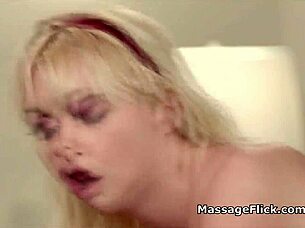 blonde teen client gets massage from masseuse
