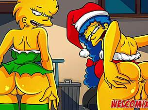 Christmas gift: wife to beggars in Simpsons hentai 😈