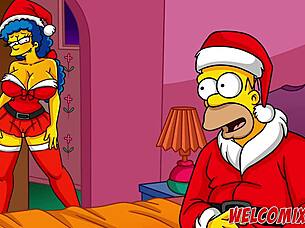 Christmas gift: wife to beggars in Simpsons hentai 😈