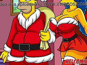 Christmas gift: wife to beggars in Simpsons hentai 😈