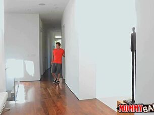 two busty milfs sharing blowjob on hard cock