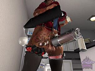 Big Tranny Milks Monster Cock!