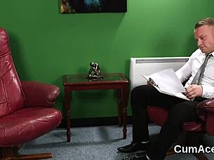 Wacky looker gets jizz shot on her face swallowing all the juice