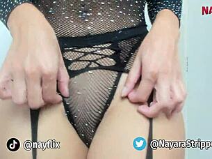 Beautiful woman dancing funk while twerking to the rhythm.