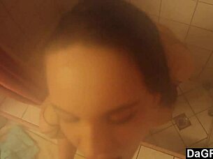 Amateur brunette's steamy shower masturbation