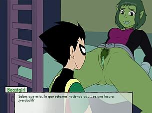 Kitten与Starfire在18Titans第3章中粗暴肛交兽女游戏出轨