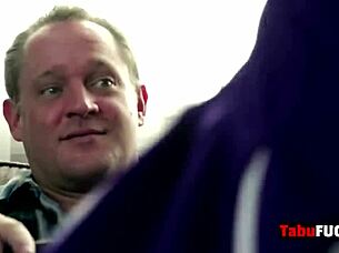 stepdad rocks this stunning brunette cheerleader babe hard