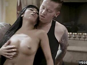 The brunette hottie spreads her legs wide for intense muff diving and blowjob action.