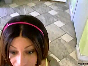 Petite Biracial Teen 18+ Sucks Monster Cock Head.