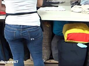 Hidden camera captures sweaty tight Asian ass.