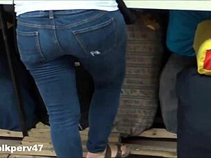 Hidden camera captures sweaty tight Asian ass.