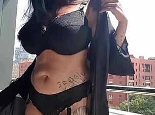 Milf Masturbates While Neighbors Watch Her Big Tits