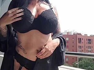 Milf Masturbates While Neighbors Watch Her Big Tits