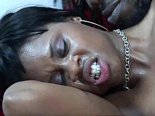 Black monster gives interracial blowjob 😈