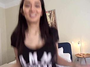 Slim 18-year-old with cute face and big tits in raw video with darcya