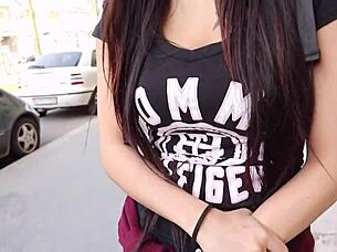 Slim 18-year-old with cute face and big tits in raw video with darcya