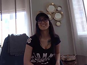 Slim 18-year-old with cute face and big tits in raw video with darcya