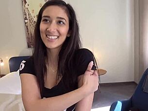 Slim 18-year-old with cute face and big tits in raw video with darcya