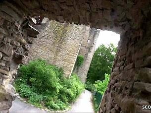 Redhead teen fucked outdoors on date!