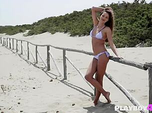 sexy brunette milf dancing and striptease outdoor!