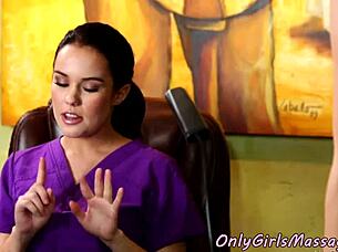 Pussylicking Masseuse Pleases Redhead Babe Hard!