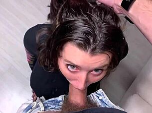 big tit teen loves sucking monster cock with deepthroat and huge tits bouncing