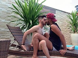 marcos goiano and joseph megazord passionately fucking bareback in the pool