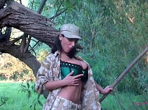 busty soldier tits bounce in army hardcore