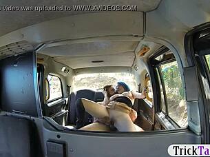 big tits woman and hubby fucking in the backseat outdoors