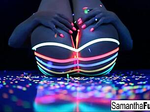 Samantha Saint Gets Off in Super Hot Black Light Solo