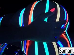 Samantha Saint Gets Off in Super Hot Black Light Solo