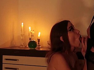 Witch Sucks Her Twin's Dick Deepthroat On Halloween Night! Facial Fun!