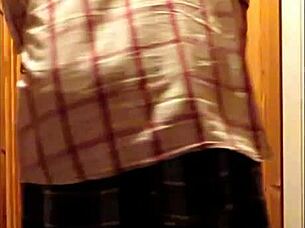 restrained housewife whipped in garage amateur show