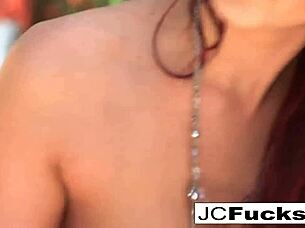 Hot summer day featuring a stunning redhead babe in solo nude pose