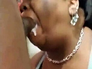 bbw with big tits gets cum and saliva