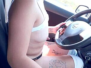 Latina Taxi Girl Undresses In The Car