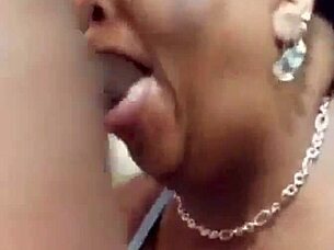 bbw with big tits gets cum and saliva